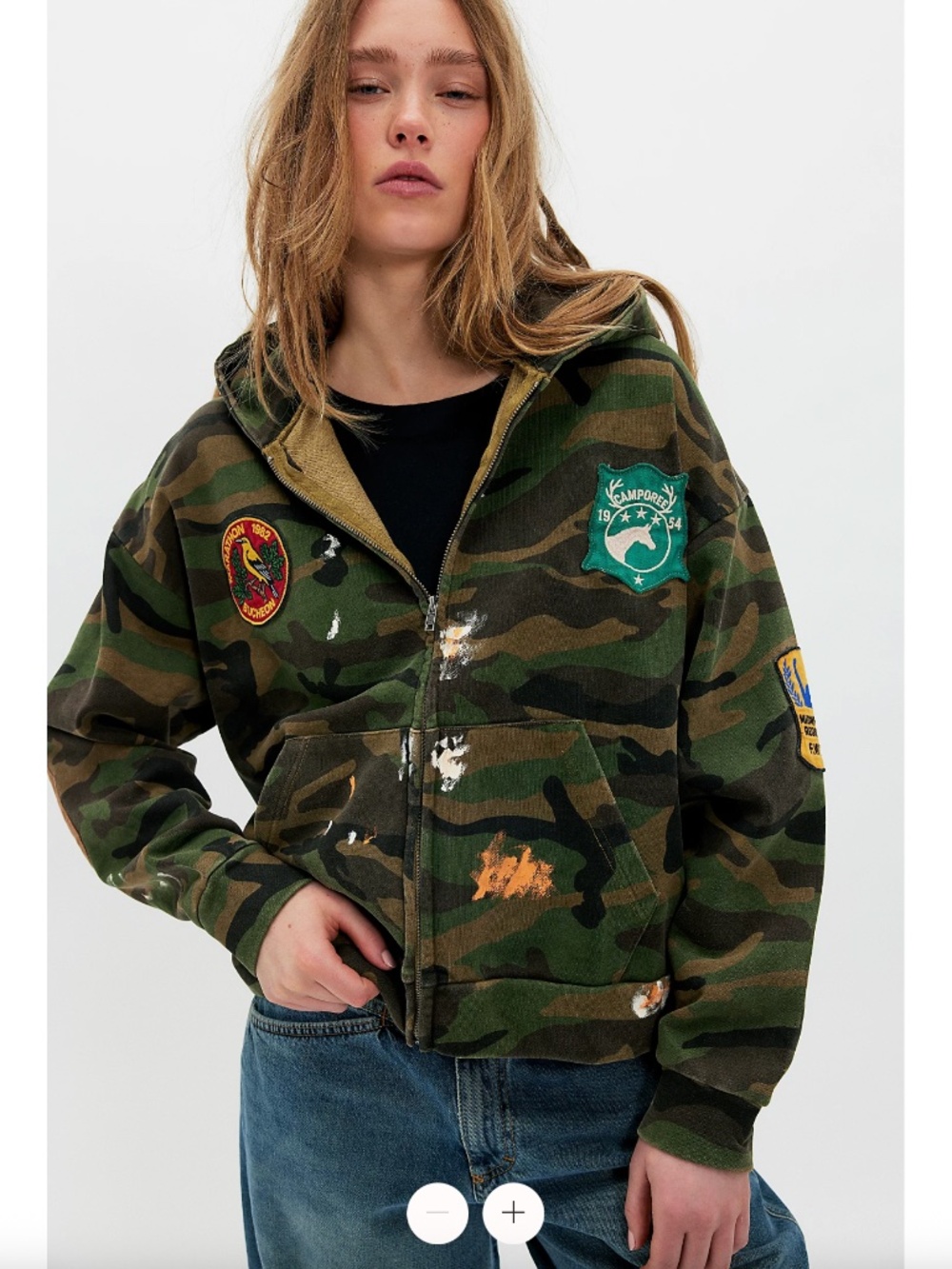NWOT Free People x Found Camo Patchwork Zip-Up